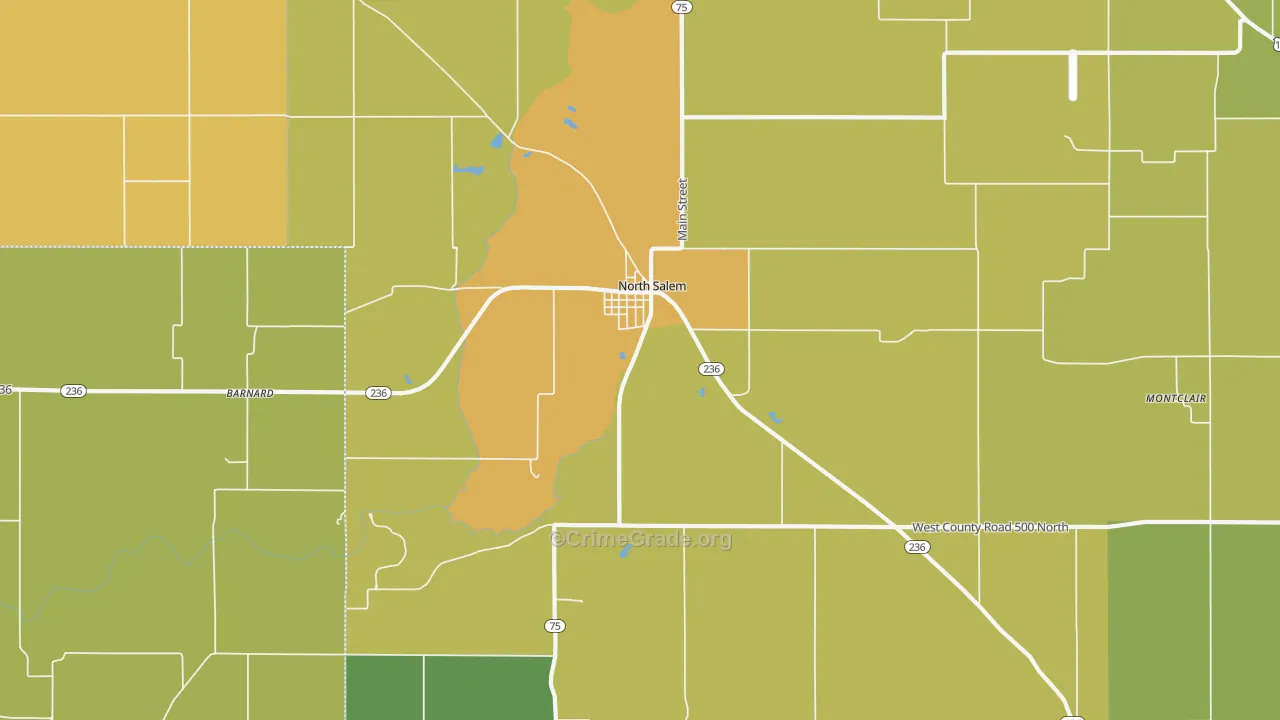 North Salem, IN Map of Assault Rates