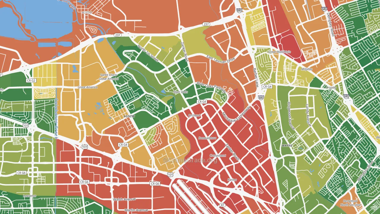 North San Jose, San Jose, CA Map of Assault Rates