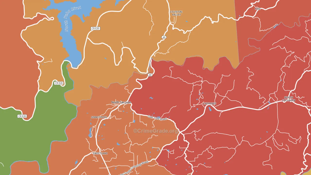 North San Juan, CA Map of Assault Rates