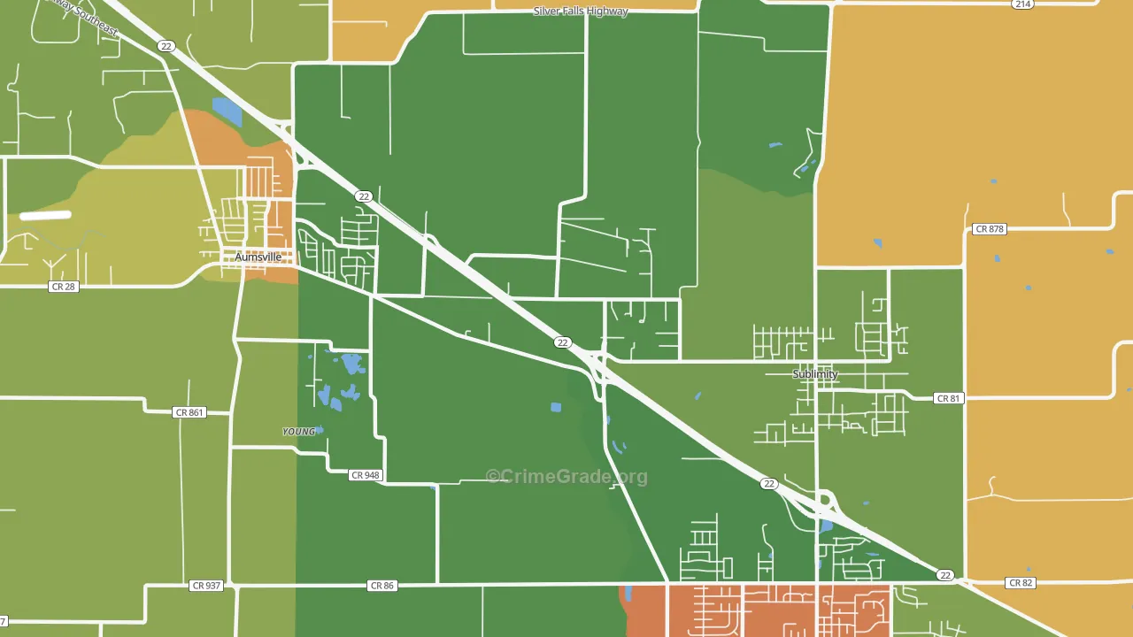 North Santiam, OR Map of Assault Rates