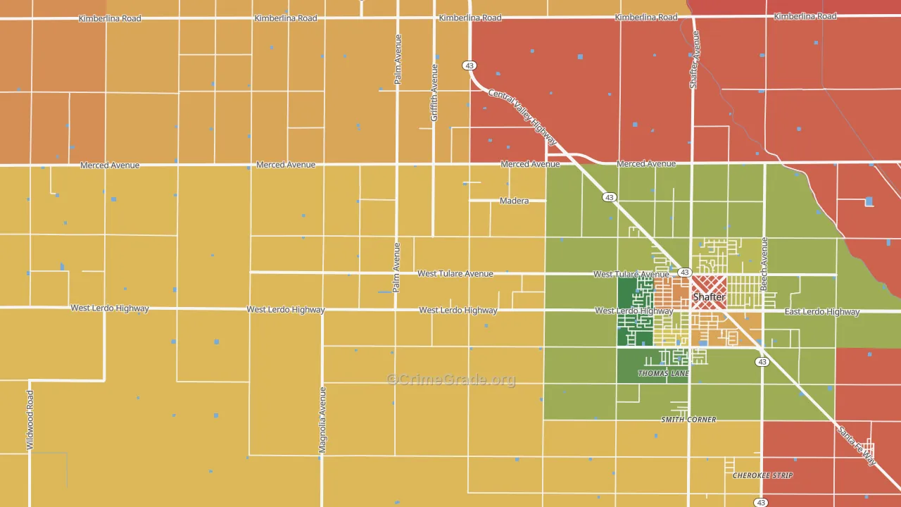 North Shafter, CA Map of Assault Rates