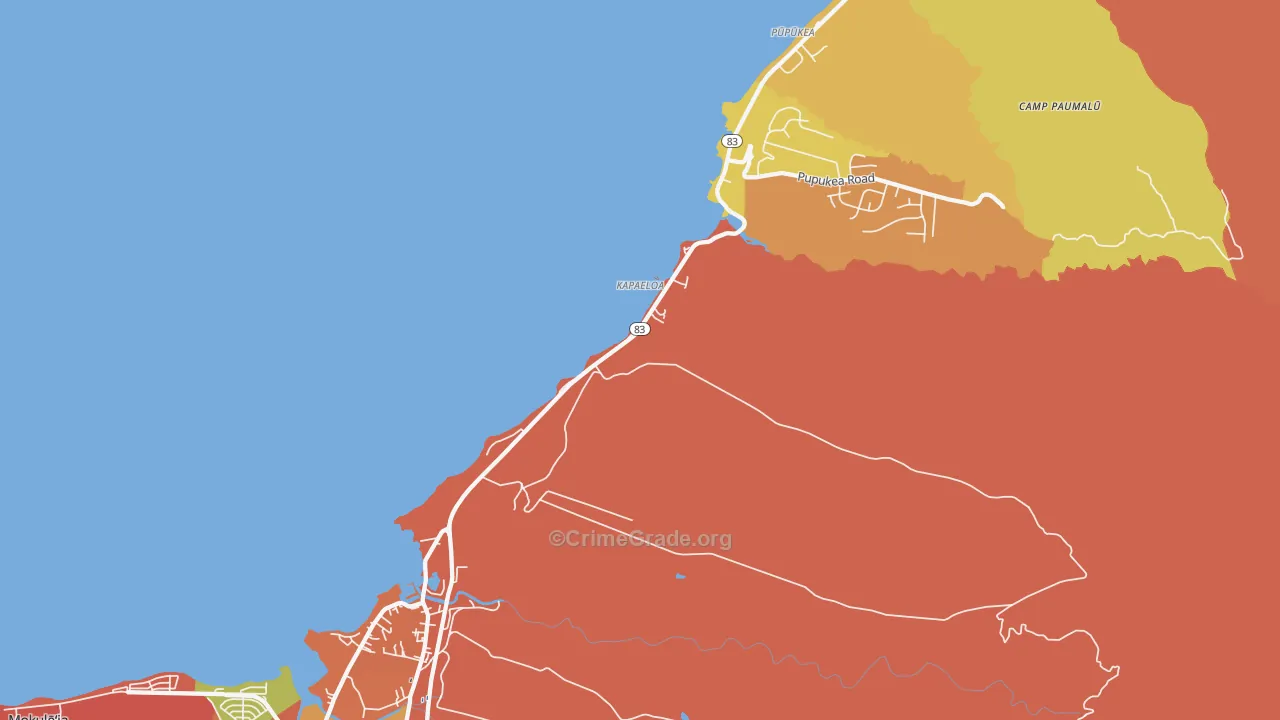 North Shore, Haleiwa, HI Map of Assault Rates