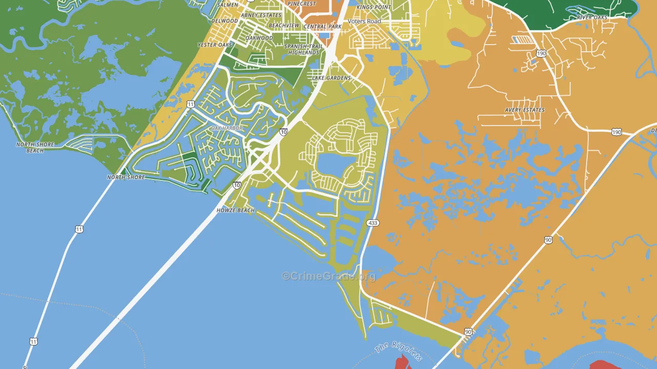 North Shore, LA Map of Assault Rates