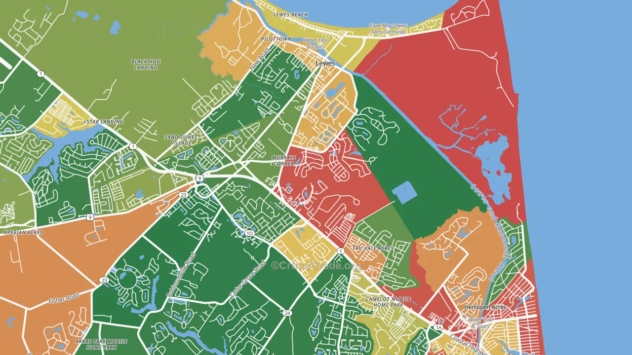 North Shores, DE Map of Assault Rates