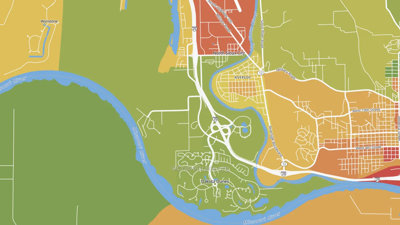 North Sioux City, SD Map of Assault Rates