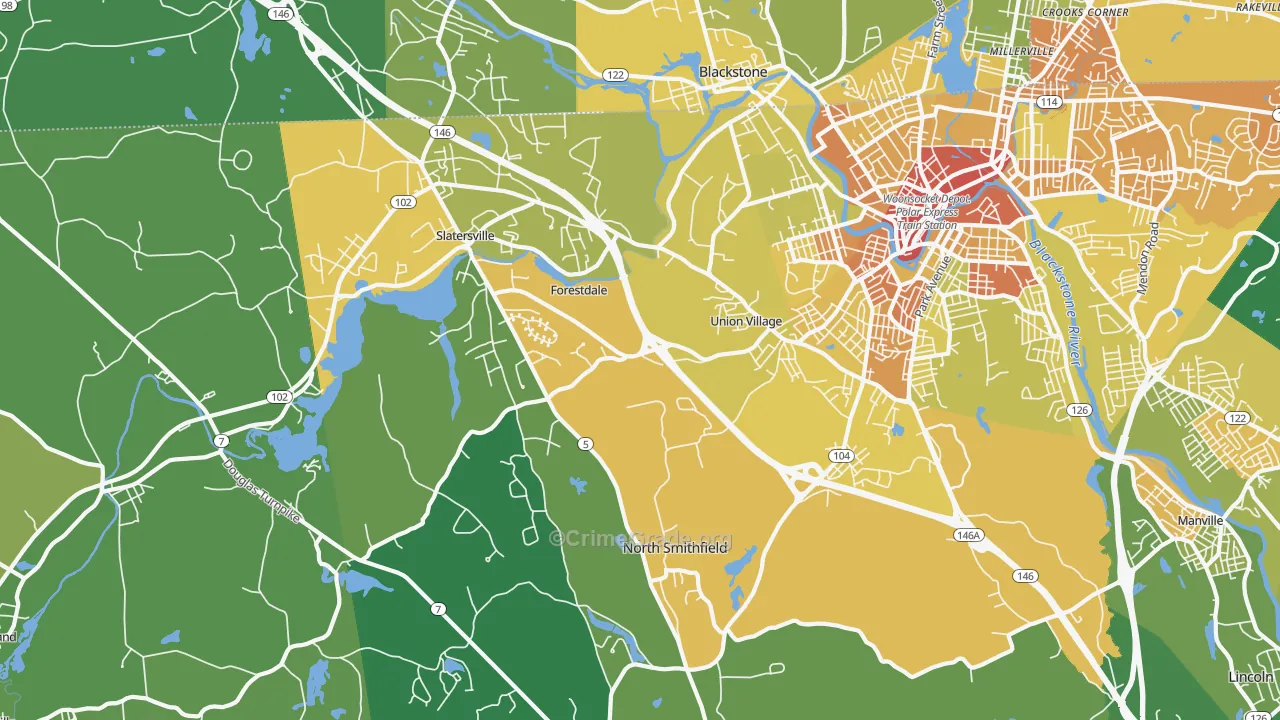 North Smithfield, RI Map of Assault Rates