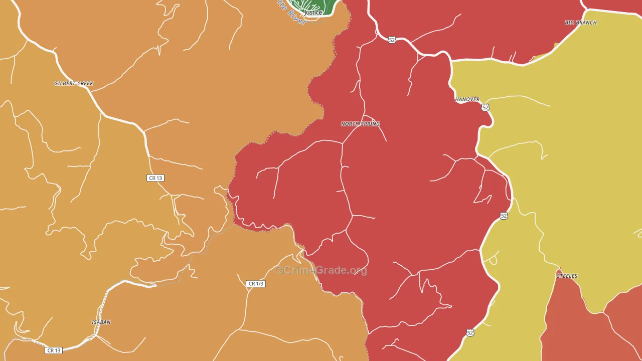 North Spring, WV Map of Assault Rates
