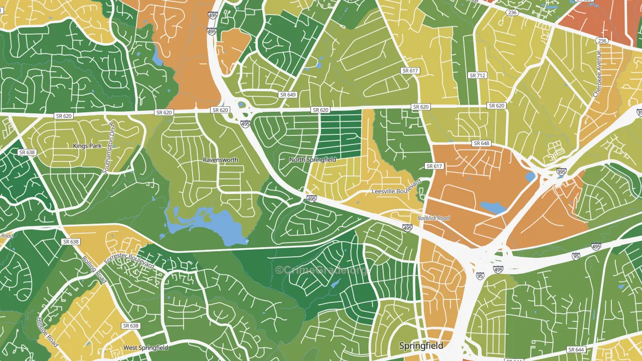 North Springfield, Springfield, VA Map of Assault Rates