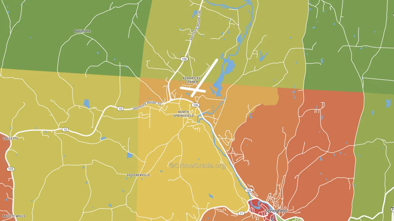 North Springfield, VT Map of Assault Rates