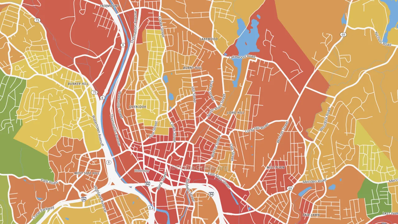 North Square, Waterbury, CT Map of Assault Rates