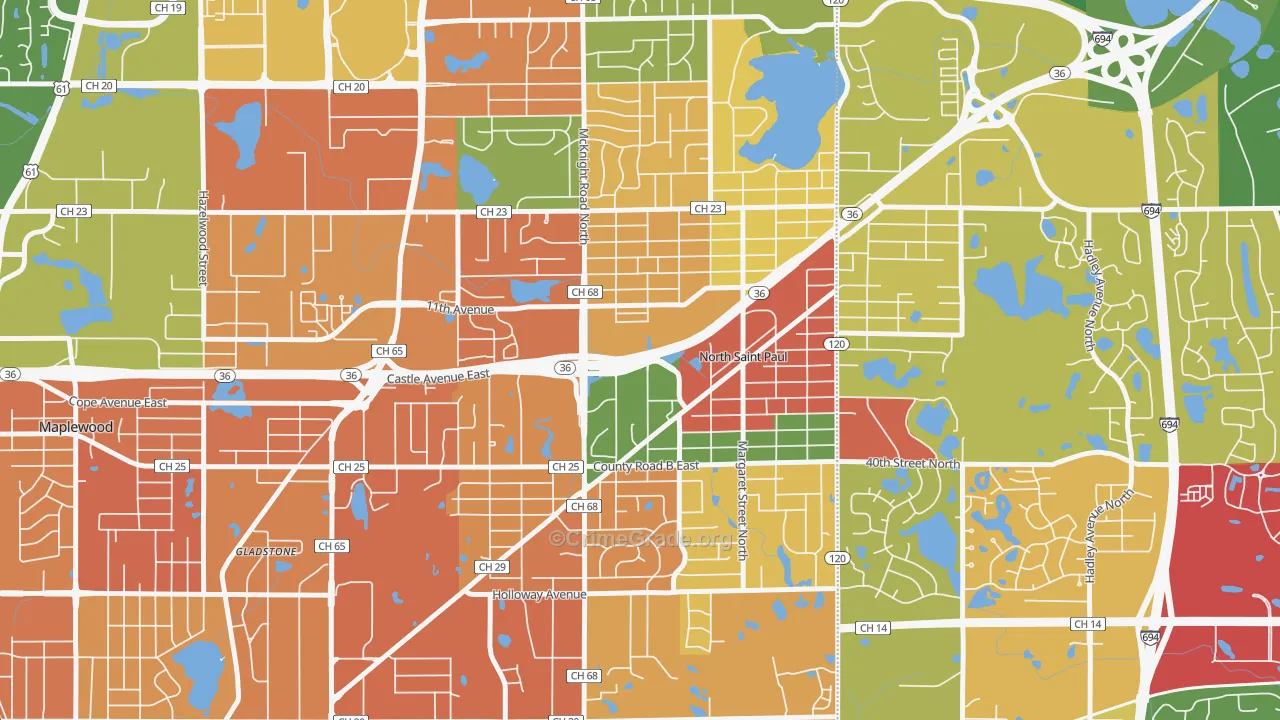 North St. Paul, MN Map of Assault Rates