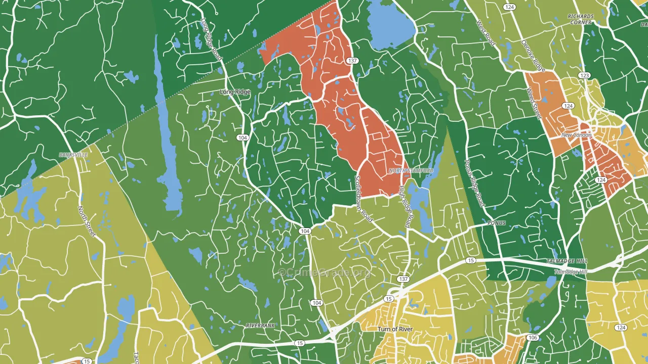 North Stamford, Stamford, CT Map of Assault Rates