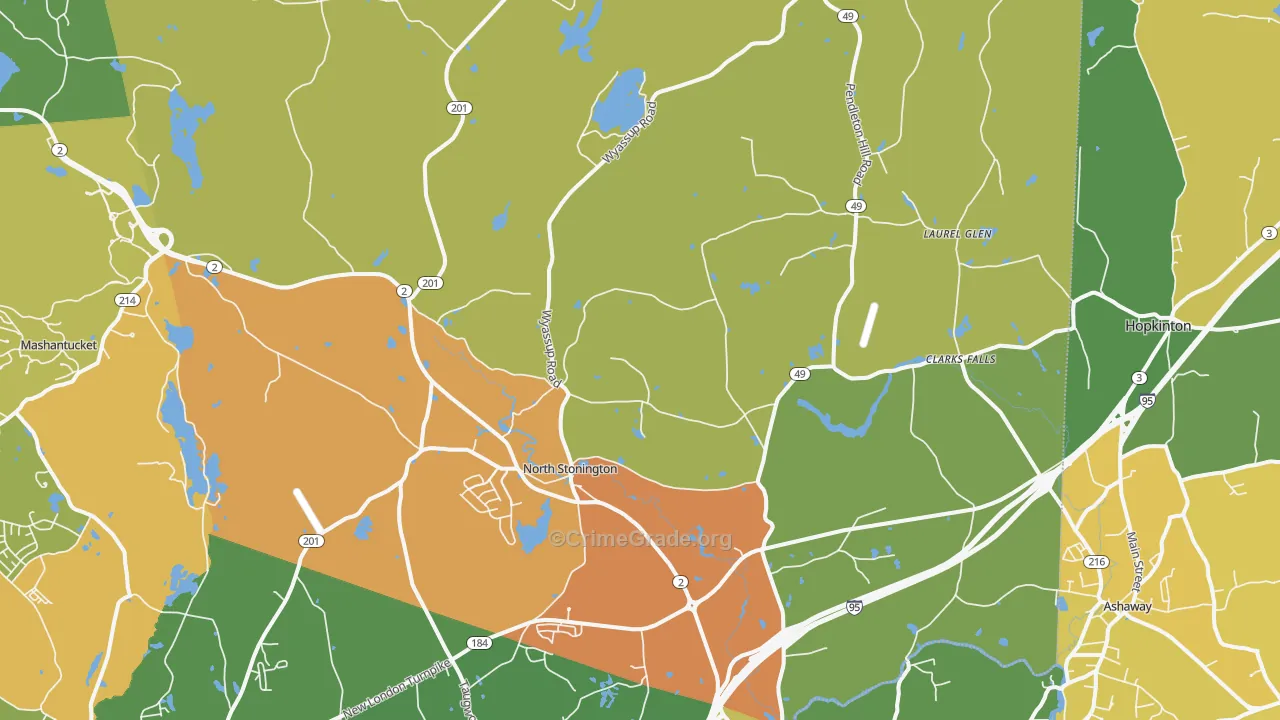 North Stonington, CT Map of Assault Rates