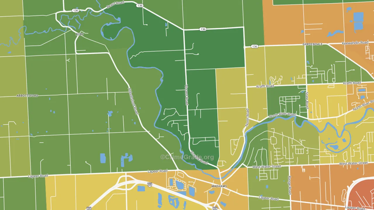 North Street, MI Map of Assault Rates