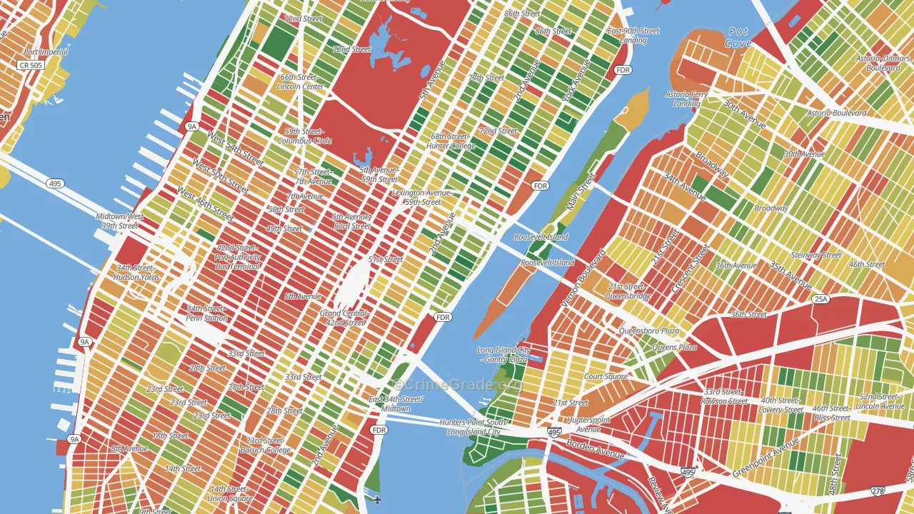 North Sutton Area, Manhattan, NY Map of Assault Rates