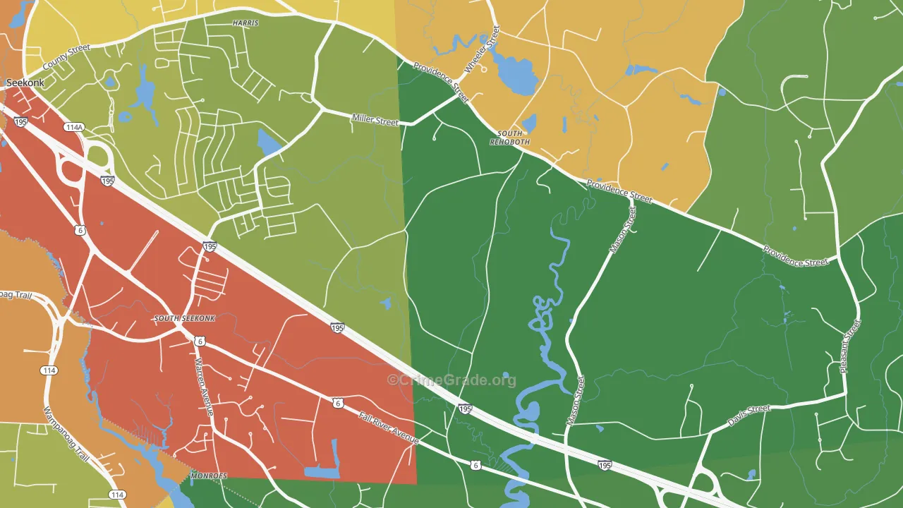 North Swansea, MA Map of Assault Rates