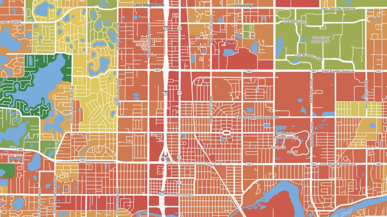 North Tampa, Tampa, FL Map of Assault Rates