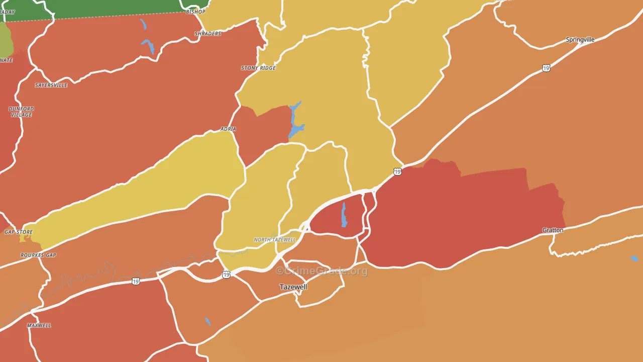 North Tazewell, VA Map of Assault Rates