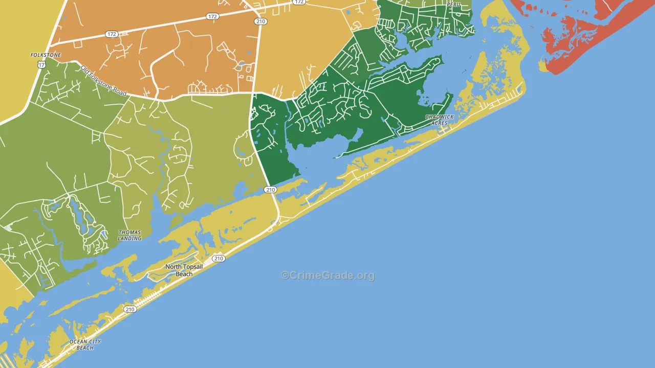 North Topsail Beach, NC Map of Assault Rates