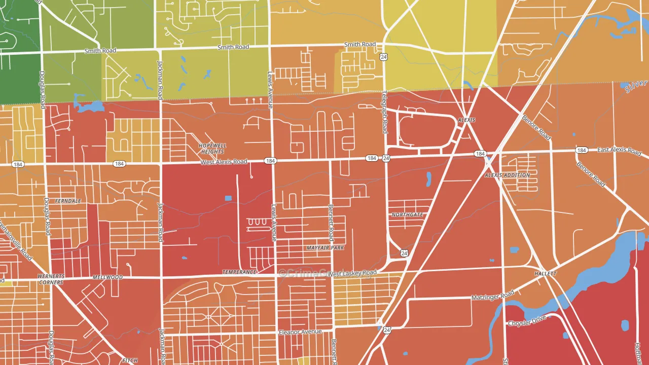 North Towne, Toledo, OH Map of Assault Rates