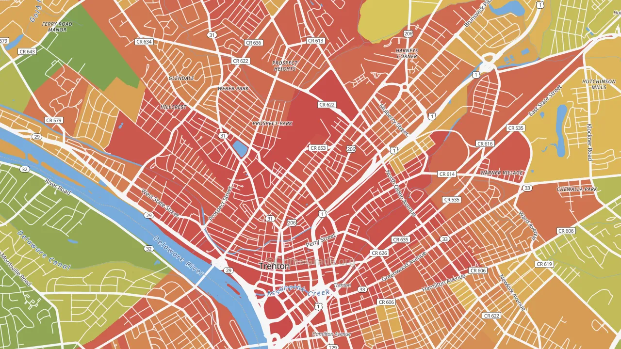 North Trenton, Trenton, NJ Map of Assault Rates