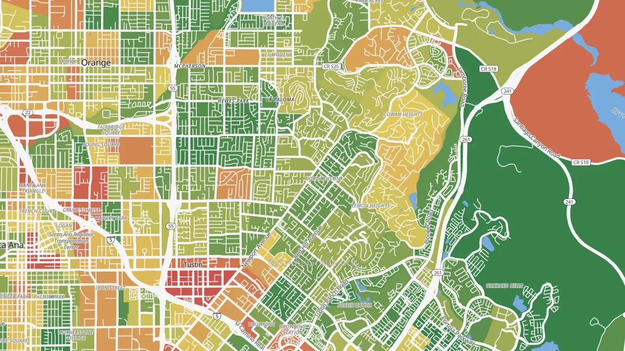 North Tustin, CA Map of Assault Rates