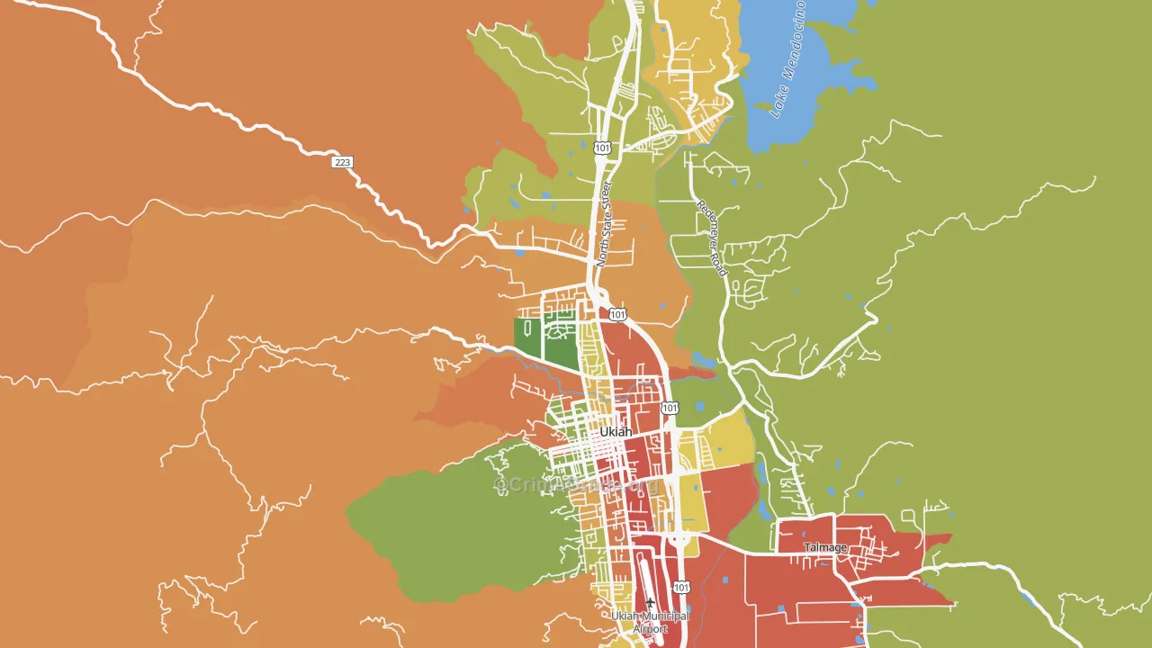 North Ukiah, Ukiah, CA Map of Assault Rates