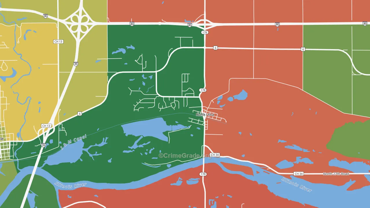 North Utica, IL Map of Assault Rates