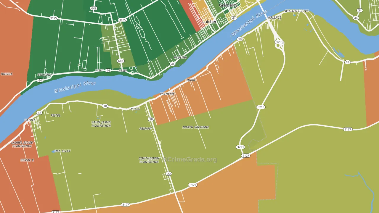 North Vacherie, LA Map of Assault Rates