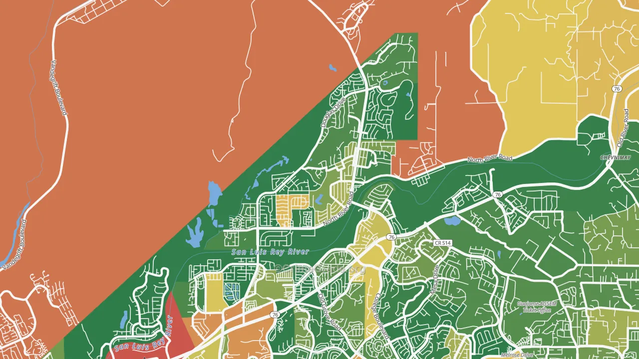 North Valley San Diego, Oceanside, CA Map of Assault Rates