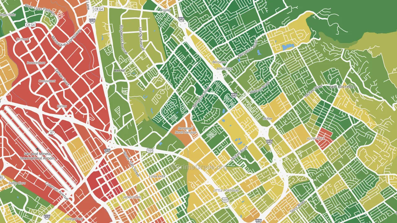 North Valley, San Jose, CA Map of Assault Rates