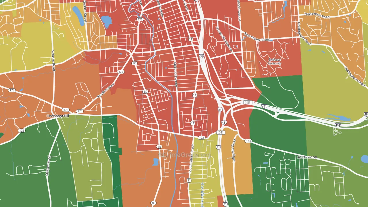 North Valley, Syracuse, NY Map of Assault Rates