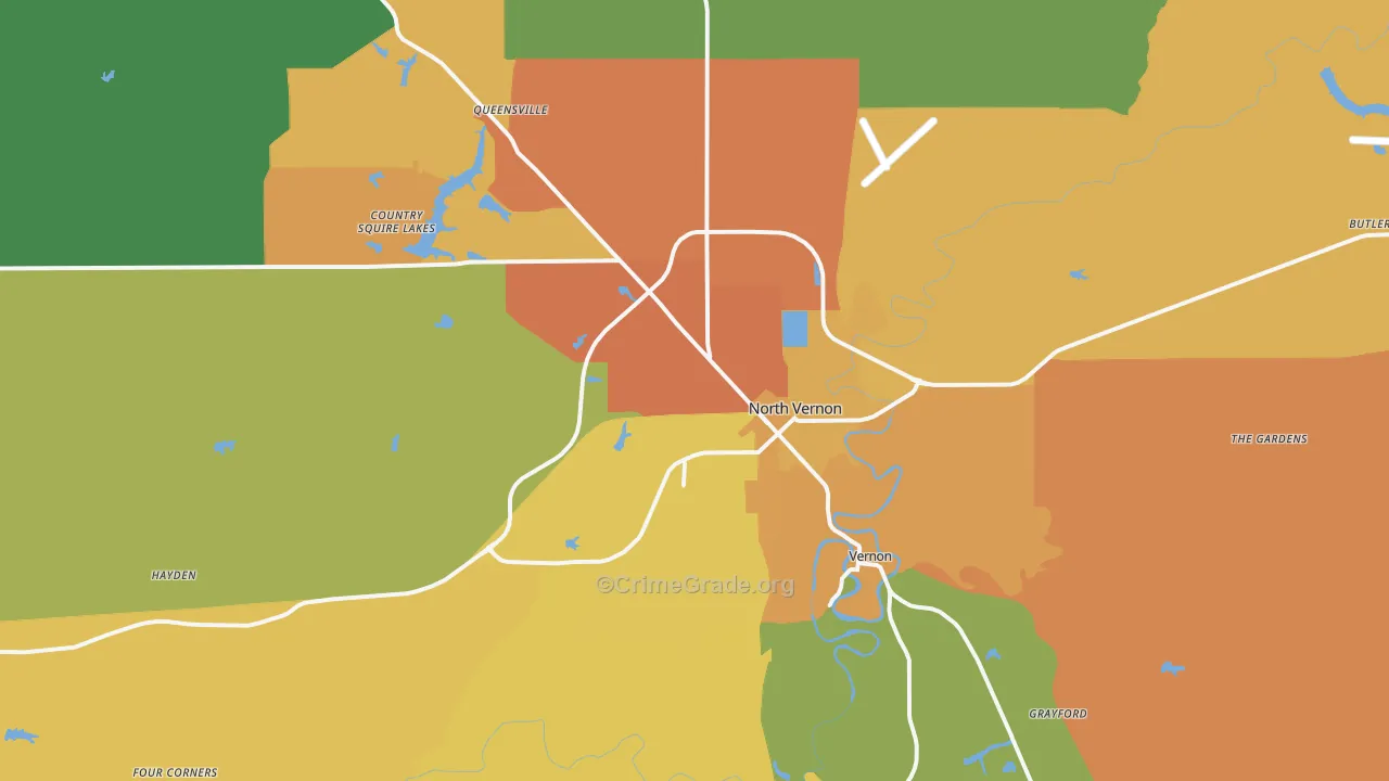 North Vernon, IN Map of Assault Rates