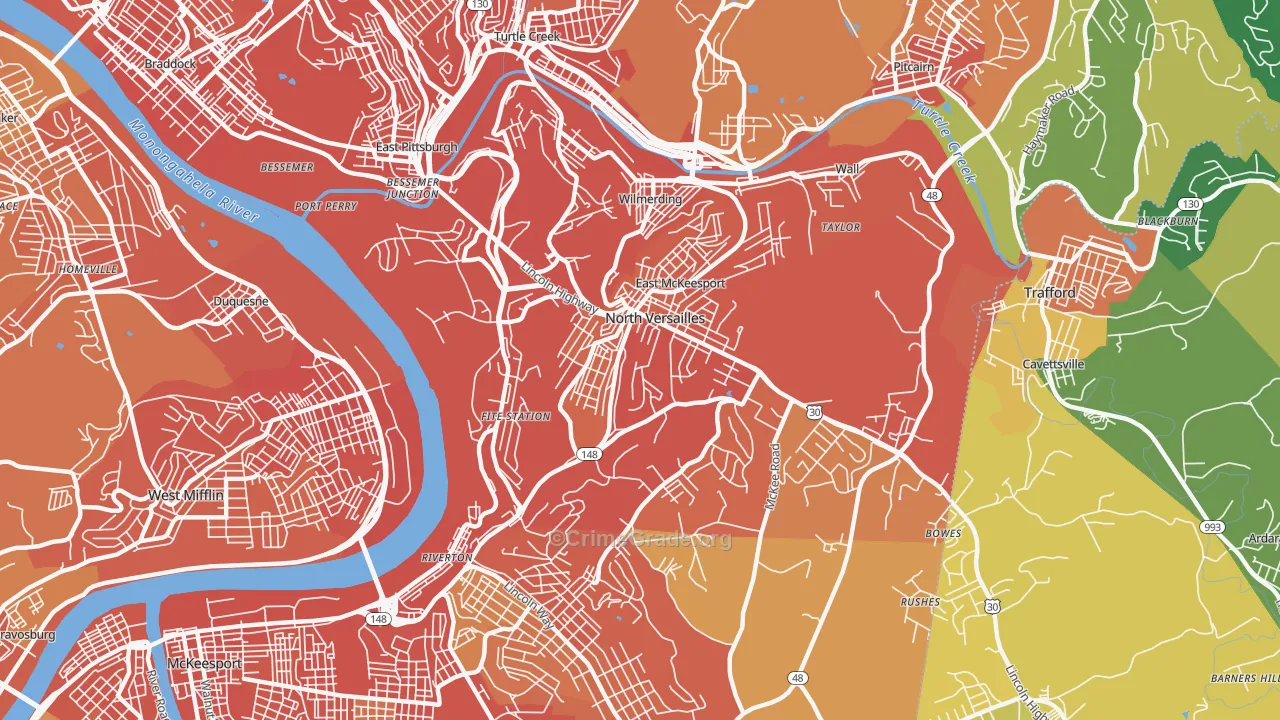 North Versailles, PA Map of Assault Rates