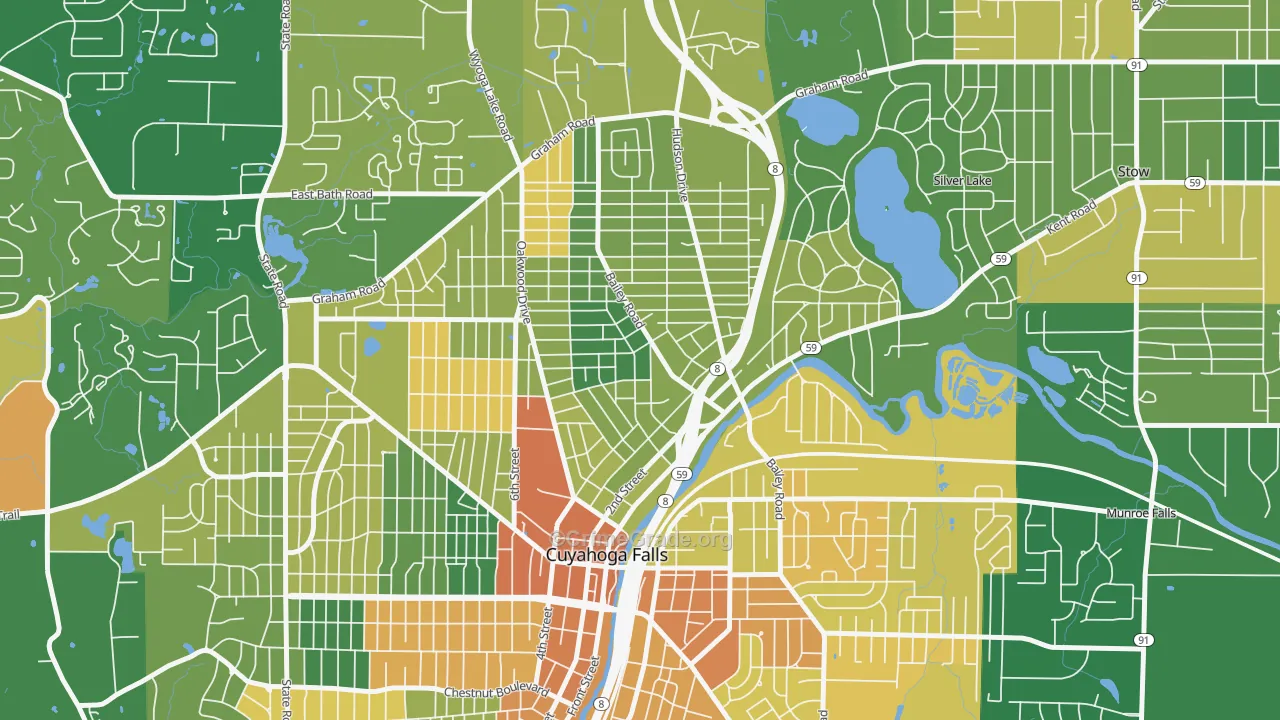North Village, Cuyahoga Falls, OH Map of Assault Rates