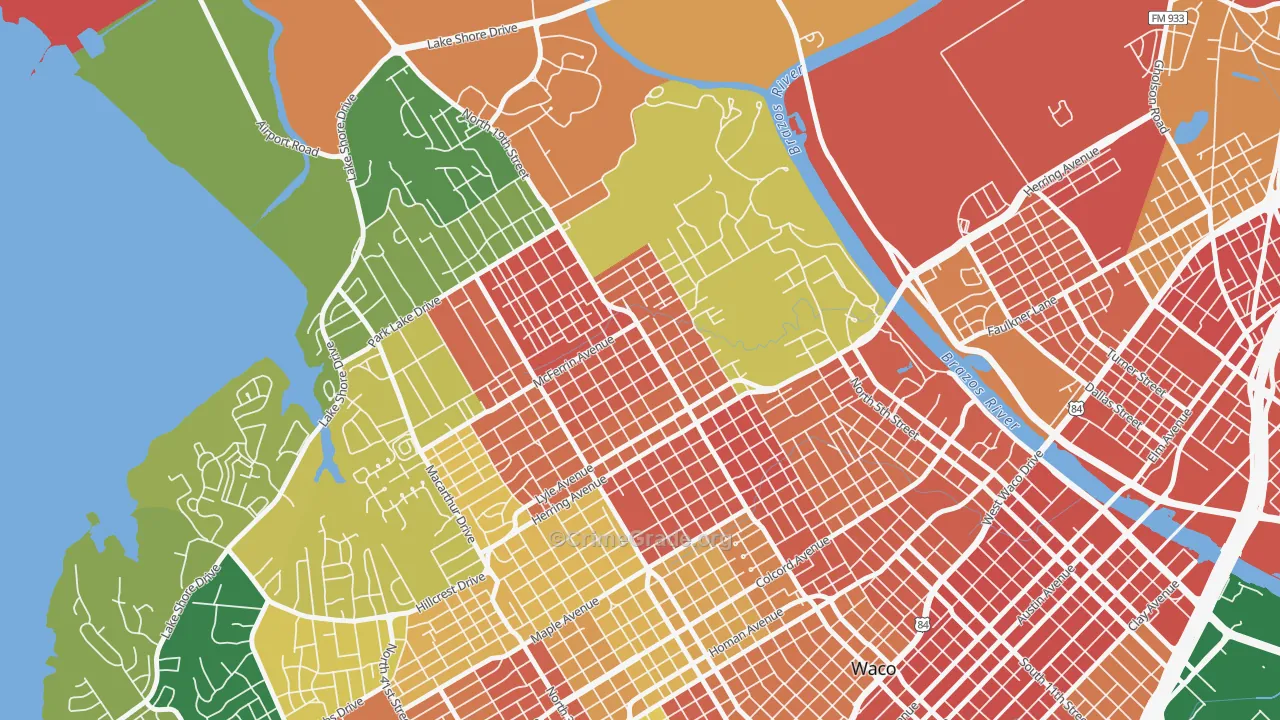 North Waco, Waco, TX Map of Assault Rates