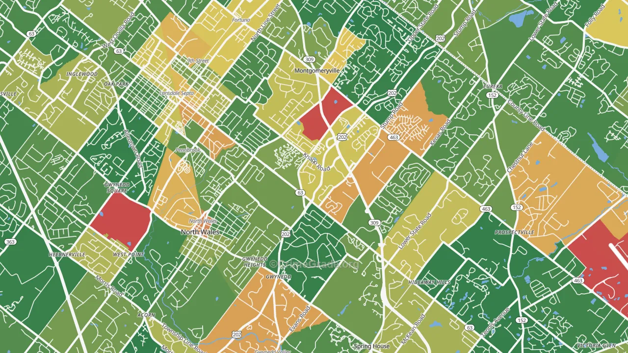 North Wales, PA Map of Assault Rates