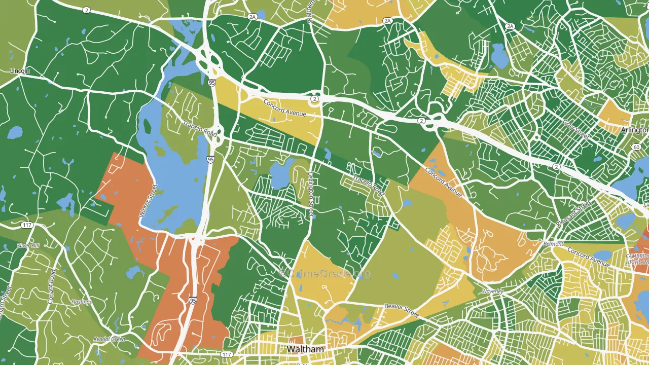 North Waltham, Waltham, MA Map of Assault Rates