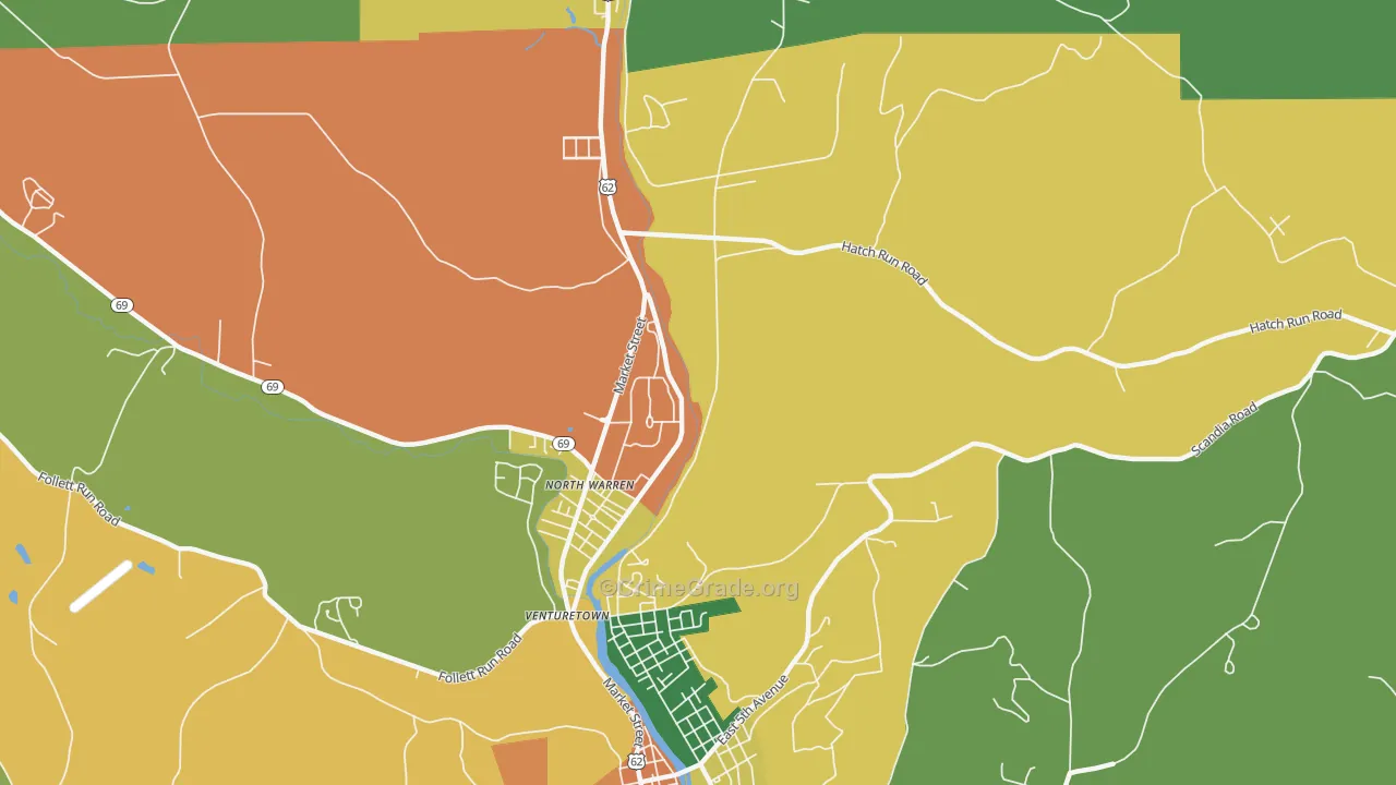 North Warren, PA Map of Assault Rates