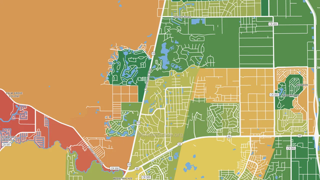 North Weeki Wachee, FL Map of Assault Rates