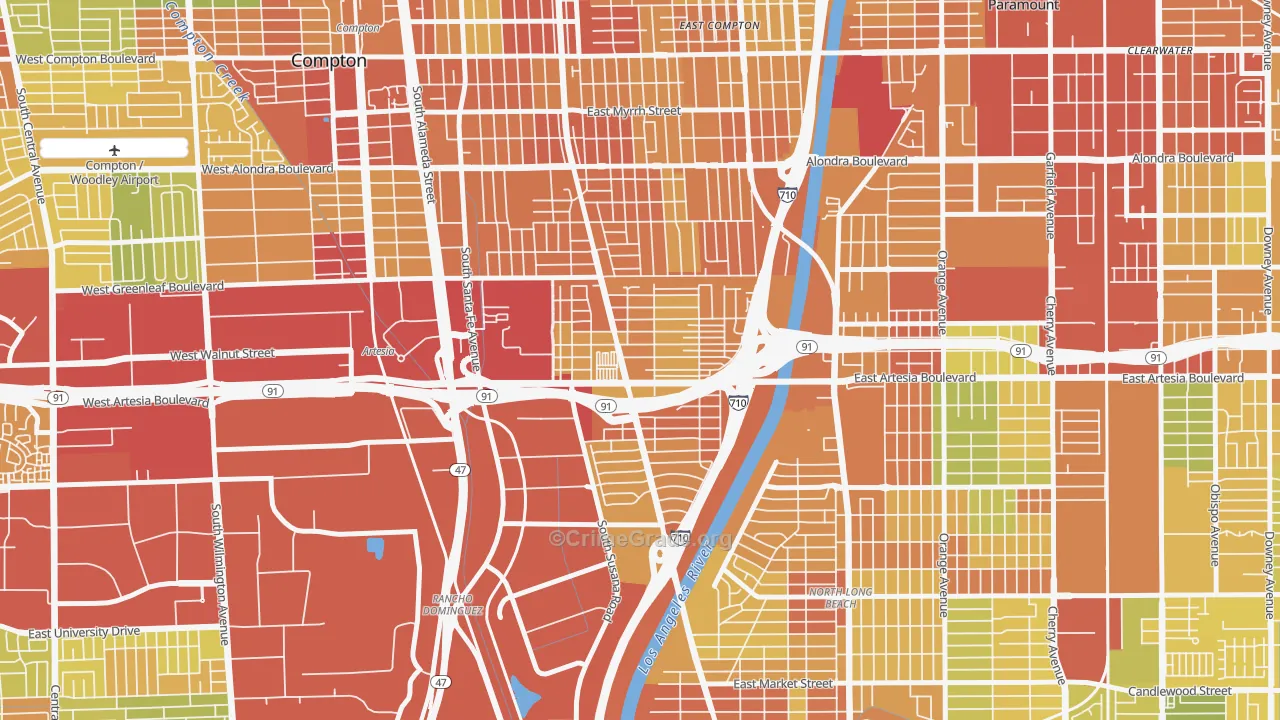 North West Long Beach, Long Beach, CA Map of Assault Rates