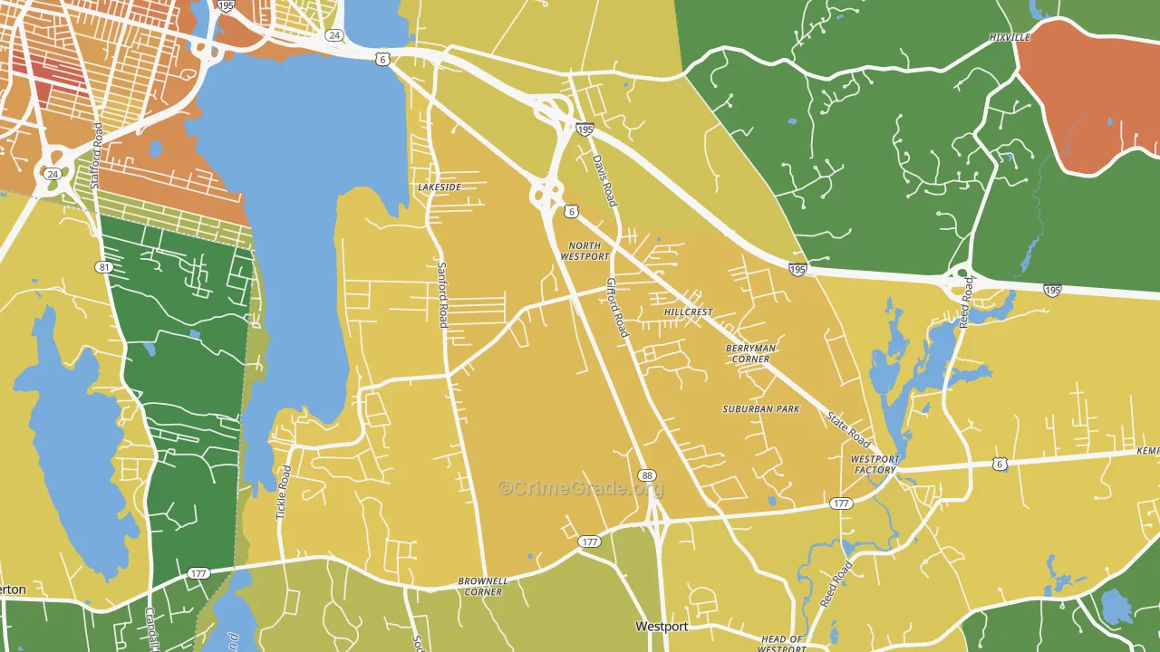 North Westport, MA Map of Assault Rates