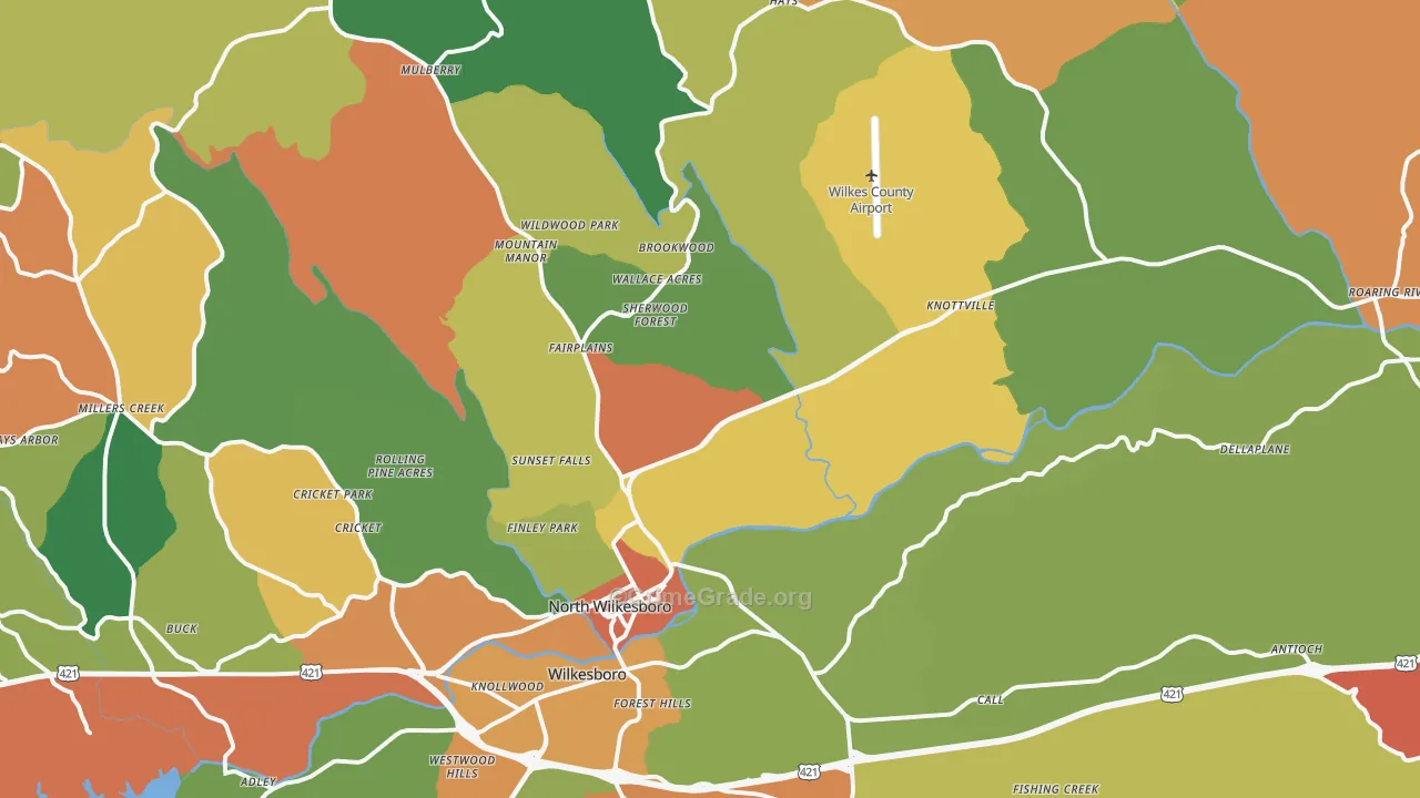 North Wilkesboro, NC Map of Assault Rates