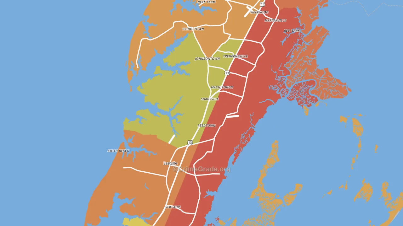 Northampton County, VA Map of Assault Rates