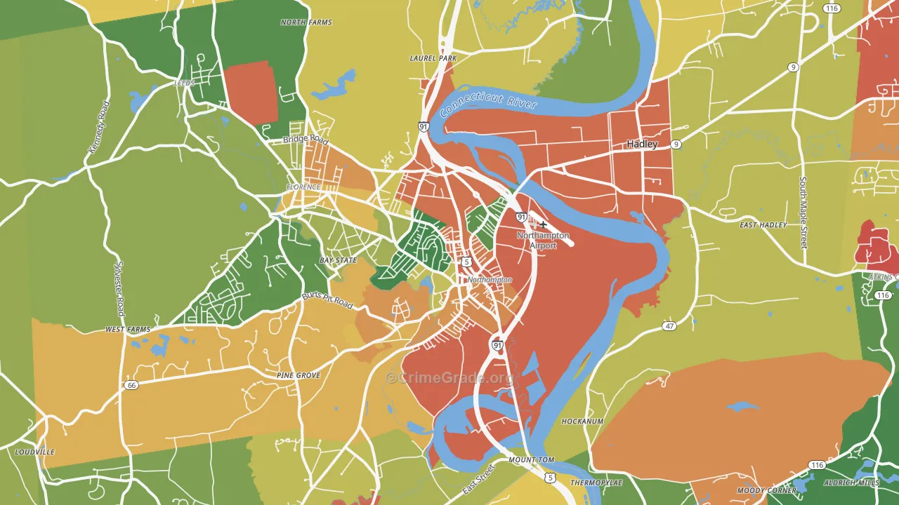 Northampton, MA Map of Assault Rates