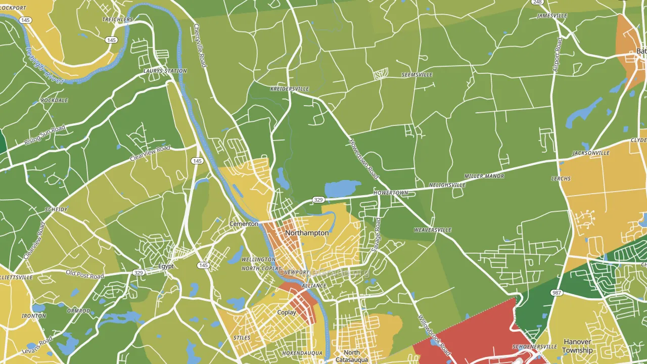 Northampton, PA Map of Assault Rates