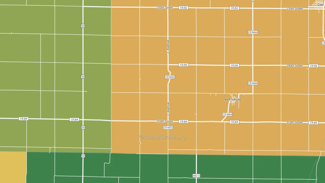 Northboro, IA Map of Assault Rates
