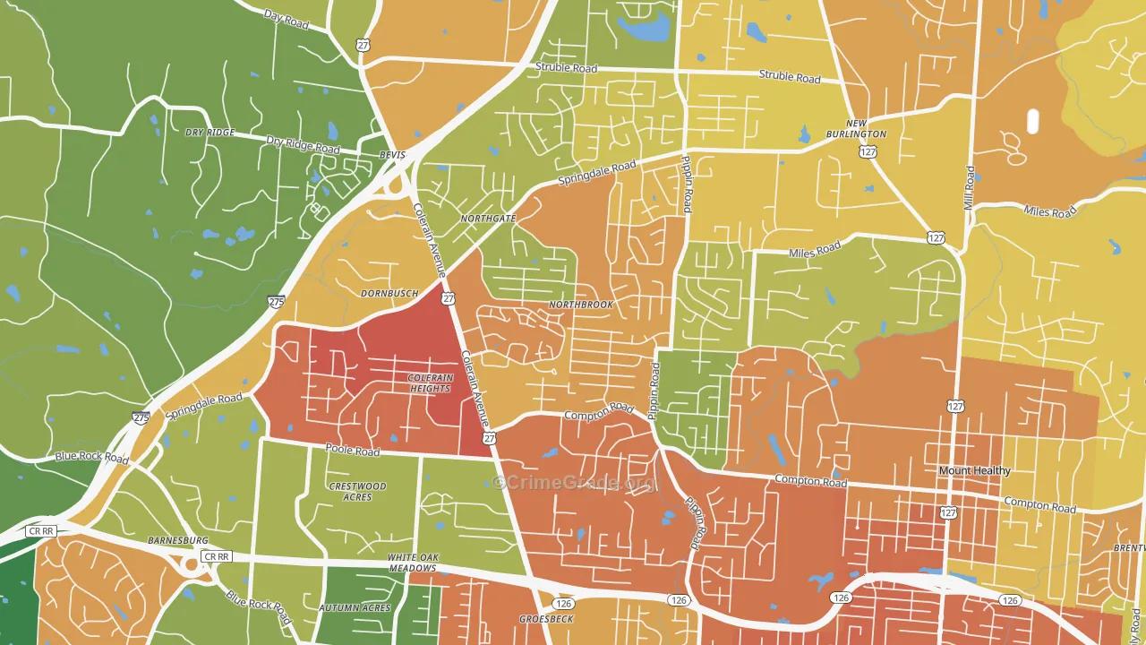 Northbrook, Cincinnati, OH Map of Assault Rates