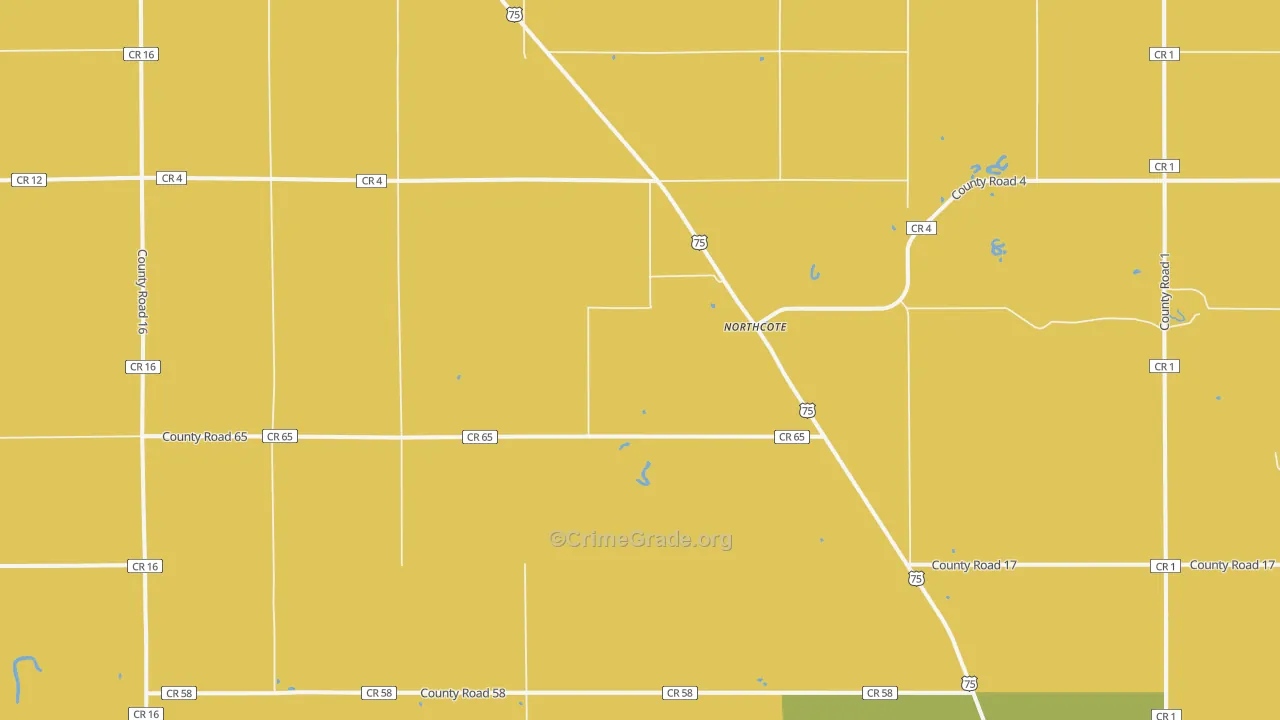 Northcote, MN Map of Assault Rates