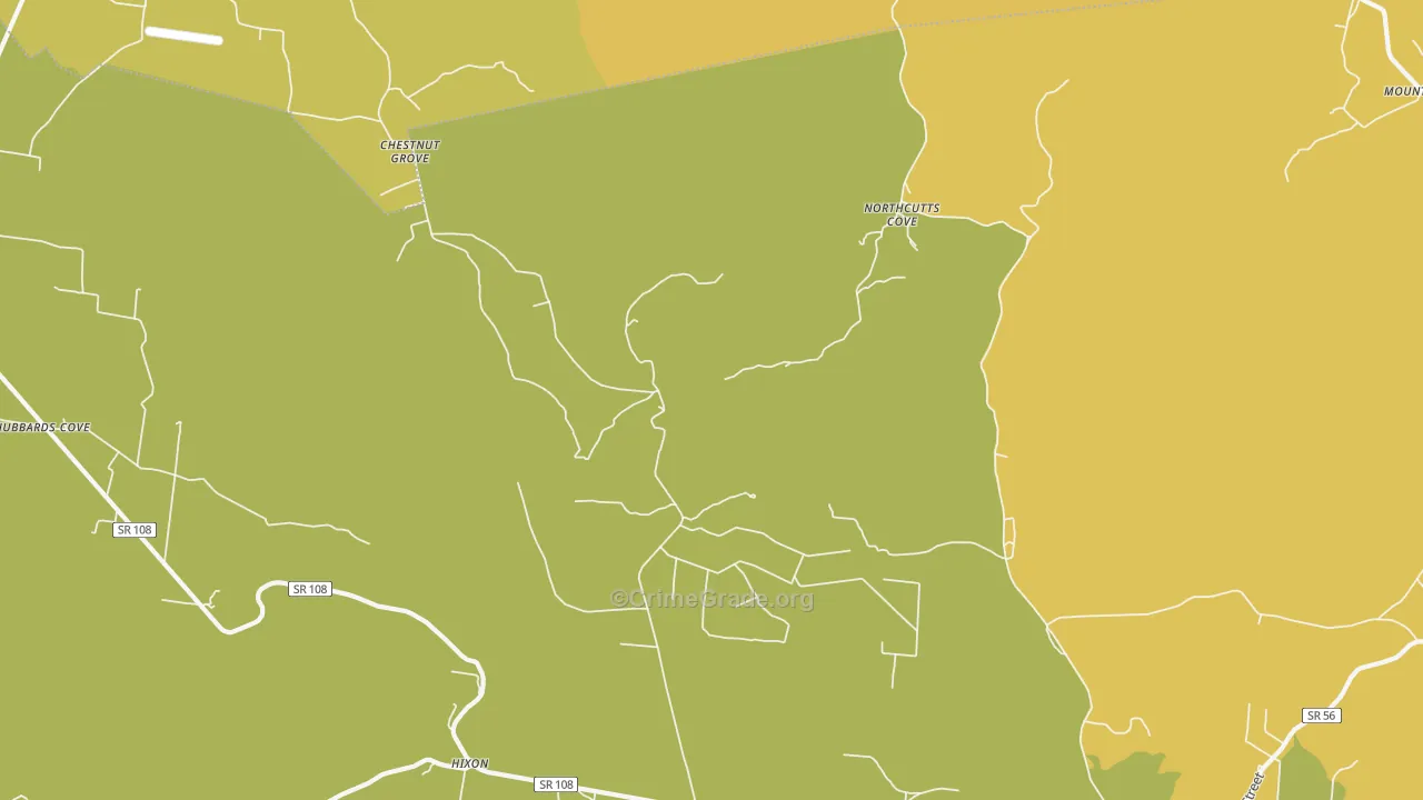 Northcutts Cove, TN Map of Assault Rates